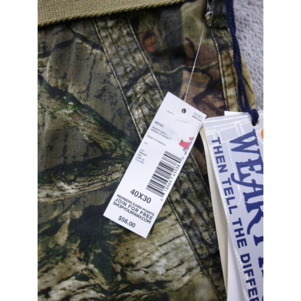 Wear First Cargo Pants Mens Size 40x30 685 Legacy Mossy Oak Infinity Camo Belted - Picture 6 of 16